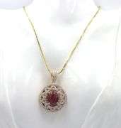 Fabulous Natural No Heat !3.00CTS Oval Cabochon-Cut Star Ruby & 2.45CTW Round Sapphire Pendant Neckl