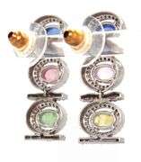 Stunning 6.90CTW Oval Cabochon-Cut Multi-Colored Tourmaline & 1.60CTW Diamond Earrings in Sterling S