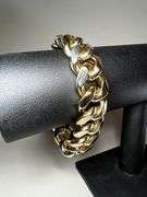 Heavy 91.9 Gram Yellow Gold Plated Curb Link Bracelet.