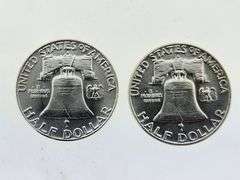 (2) 1962-D Franklin Silver Half Dollars, UNC
