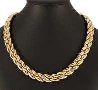 Chimento Two Tone Puffed Reversible Collar Necklace in 18K