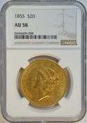 Virtual BU 1855 Type 1 $20 Liberty Gold Piece. NGC AU58