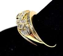 Sparkling 14K Yellow Gold Diamond Dome Ring