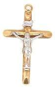 14kt Two tone gold religious cross pendant
