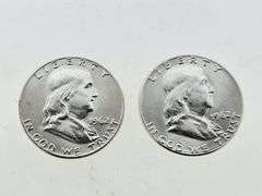 (2) 1962 Franklin Silver Half Dollars, UNC