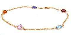 Nice 14K YG Multi-Stone Anklet