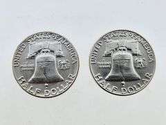 1955 & 1963-D Franklin Silver Half Dollars, UNC