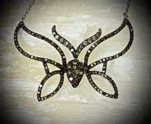 Unique 14K White Gold Diamond Butterfly Necklace