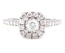 Sweet 10K WG Halo Mounted Diamond Ring