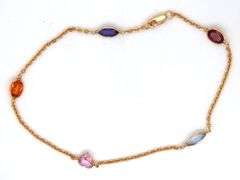 Nice 14K YG Multi-Stone Anklet