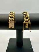 Huge 75.3 Gram Yellow Gold Plate Cuban Curb Link Bracelet