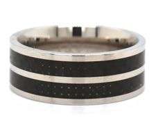 Chisel stainless steel Polished with double row black carbon fiber Inlay 8mm band