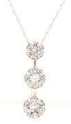 14kt White gold 0.30ctw 3 cluster diamond pendant on chain