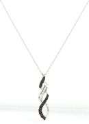 10kt White gold black and white diamond twisted pendant on chain