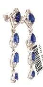 Charming 6.00CTW Pear & Oval Shaped Faceted Kyanite And 0.60CTW Diamond Dangle Earrings in Sterling 