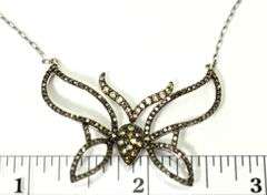Unique 14K White Gold Diamond Butterfly Necklace