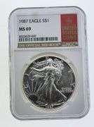 1987 American Silver Eagle, NGC MS69 "Red Book Label"