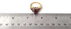 Classic 10K Yellow Gold Synthetic Ruby Gemstone Ring with Diamond Accents