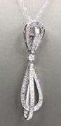 18kt White gold 1ctw pave diamond double knotted teardrop pendant on chain