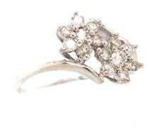 14kt White Gold Diamond Flower Bypass Ring