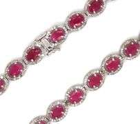 Gorgeous 36.00CTW Oval Faceted Ruby & 6.00CTW Diamond of 21.5 Inches Necklace in 14K White Gold Over