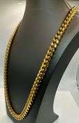 Huge 147.8 Gram Yellow 14 Kt Gold Plate Cuban Curb Link Necklace