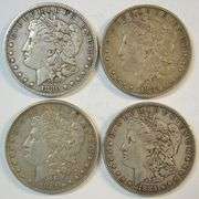4 Nicer different sharp 'P' Mint Morgan Silver Dollars 1880 to 1885