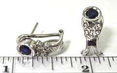 Lovely 18K White Gold Sapphire & Diamond Earrings