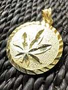 10k Yellow Gold Marijuana Pot Leaf Pendant