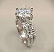 14 Kt White Gold Plate 3.5 Ct VVs1 Sparkling White Simulated Diamond Ring