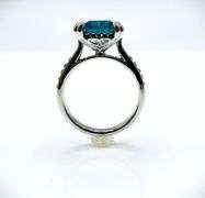 Dazzling 14 Kt White Gold Plate 6.5 Ct Simulated London Blue Topaz Ring