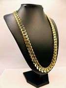 Huge 282.2 Gram 14 Kt Yellow Gold Plated Cuban Curb Link Necklace.