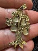 10k Yellow Gold Money Bag Tree Pendant