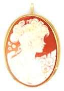 18kt Yellow gold Cameo brooch pendant