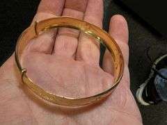 14k Yellow White Rose Tri Color Gold 8" Adjustable Bangle Bracelet 10mm Wide