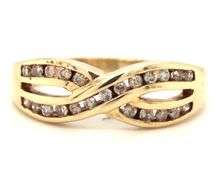 10kt Yellow gold 0.25ctw Channel set diamond crossover band