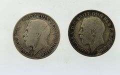 (2) 1922 Great Britain One Florin, Silver