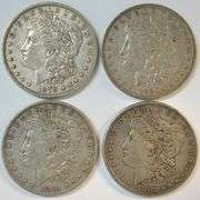 Very sharp 1879, 1880, 1881, & 1882 'P' Mint Morgan Silver Dollars in XF