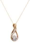 Set of 10kt Yellow gold diamond cluster teardrop pendant on chain and earrings