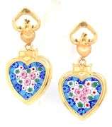 Beautiful 18K YG Millefiori Earrings and Pendant Suite