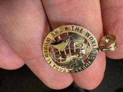 10K Yellow Gold Globe "The World Is Yours" Pendant