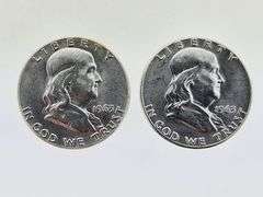 (2) 1963 Franklin Silver Half Dollars, UNC