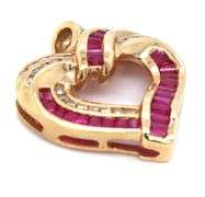 Classic 14K YG Ruby & Diamond Heart Pendant