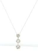 14kt White gold 0.30ctw 3 cluster diamond pendant on chain