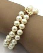 Double row 8mm pearl bracelet in 14kt yellow gold