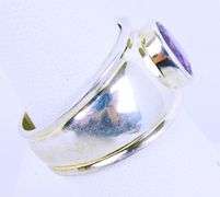 Wide Sterling Silver Amethyst Ring, Size 8.5