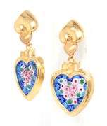 Beautiful 18K YG Millefiori Earrings and Pendant Suite