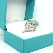 Sparkling 7.40CTS Cushion-Cut Natural Emerald & Sapphire Ring in Sterling Silver