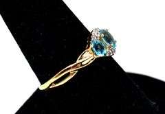Gorgeous 14K Yellow Gold Blue Topaz Gemstone Ring with Diamond Accents