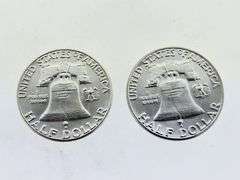 (2) 1963 Franklin Silver Half Dollars, UNC